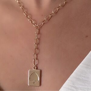Y Necklace | 18K Gold Plated Thick Chain with Heart & Zircon